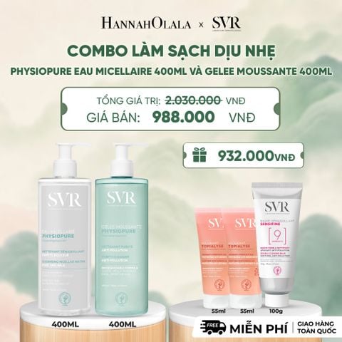  COMBO LÀM SẠCH DỊU NHẸ NƯỚC TẨY TRANG PHYSIOPURE EAU MICELLAIRE 400ML VÀ GEL RỬA MẶT GELEE MOUSSANTE 400ML - DEAL 8 - A1343 