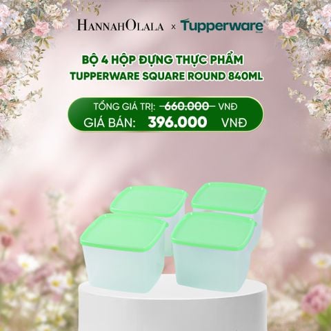  E224_DEAL 38: BỘ 4 HỘP ĐỰNG THỰC PHẨM TUPPERWARE SQUARE ROUND 840ML 