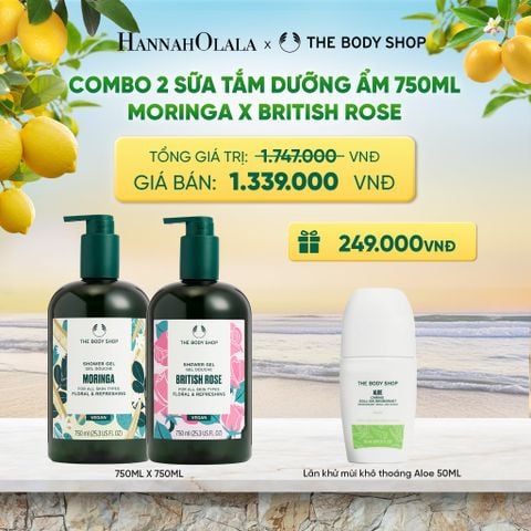  COMBO 2 SỮA TẮM THIÊN NHIÊN DƯỠNG ẨM NGÁT HƯƠNG 750ML - MORINGA X BRITISH ROSE - A488 