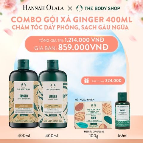  A874_DEAL 8: COMBO CHĂM TÓC DÀY PHỒNG, GIẢM GÃY RỤNG, SẠCH GÀU NGỨA GINGER 400ML - DẦU GỘI & DẦU XẢ 
