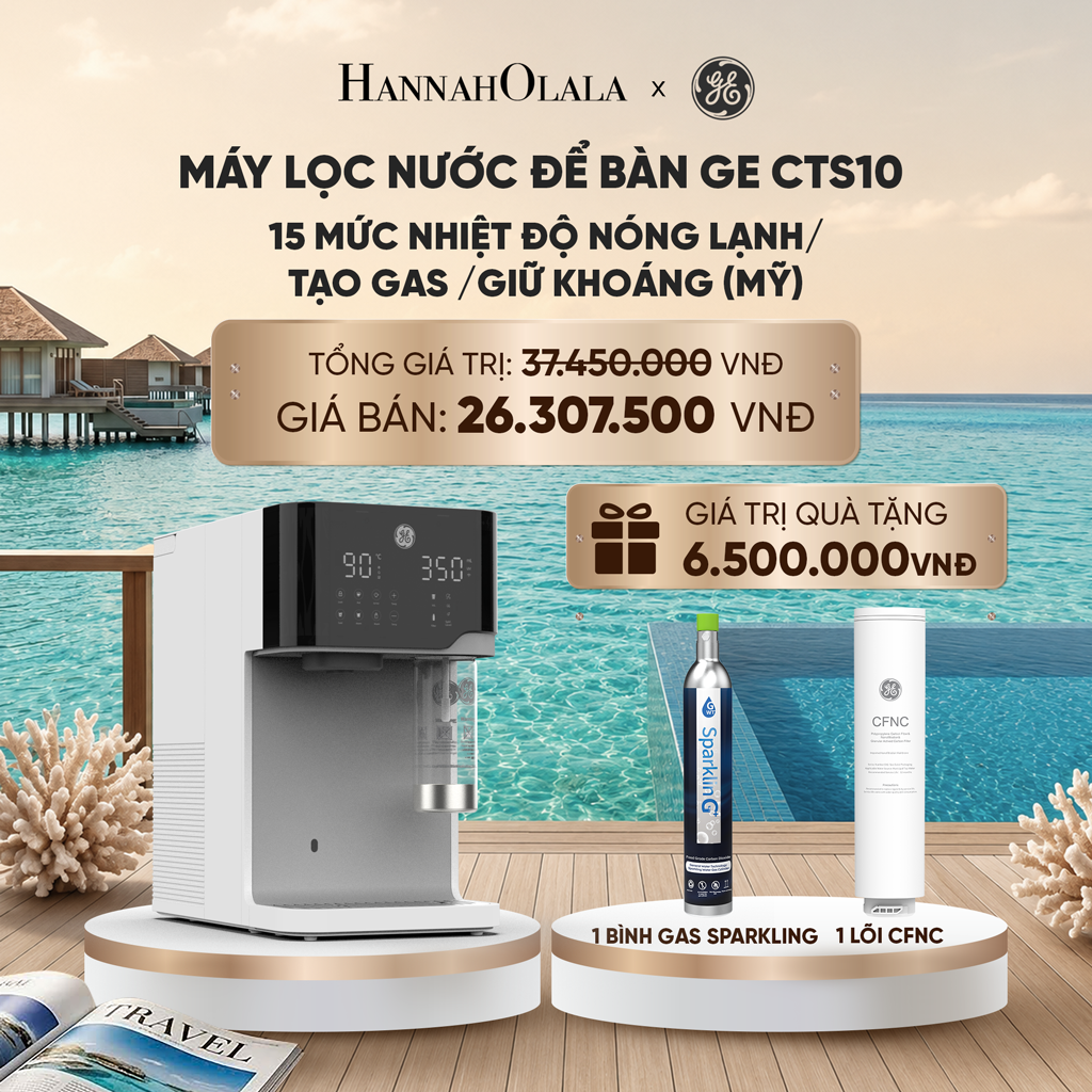  MÁY LỌC NƯỚC NÓNG LẠNH SPARKLING GE CTS10 - 15 MỨC NHIỆT ĐỘ NÓNG LẠNH/ TẠO GAS /GIỮ KHOÁNG (MỸ) - DEAL 8: 