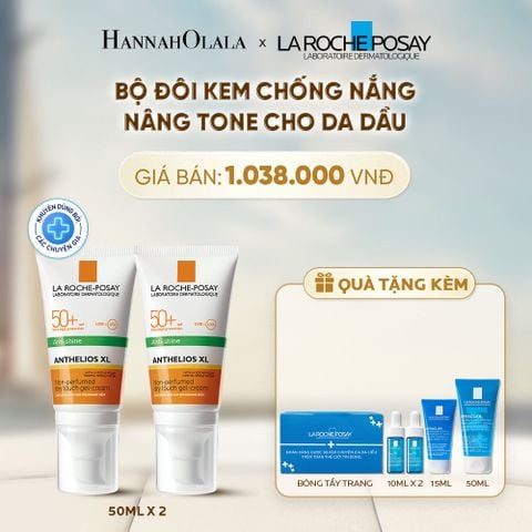 BỘ ĐÔI KEM CHỐNG NẮNG NÂNG TONE CHO DA DẦU LA ROCHE-POSAY ANTHELIOS XL SPF50+ PA++++ 50ML - A296 