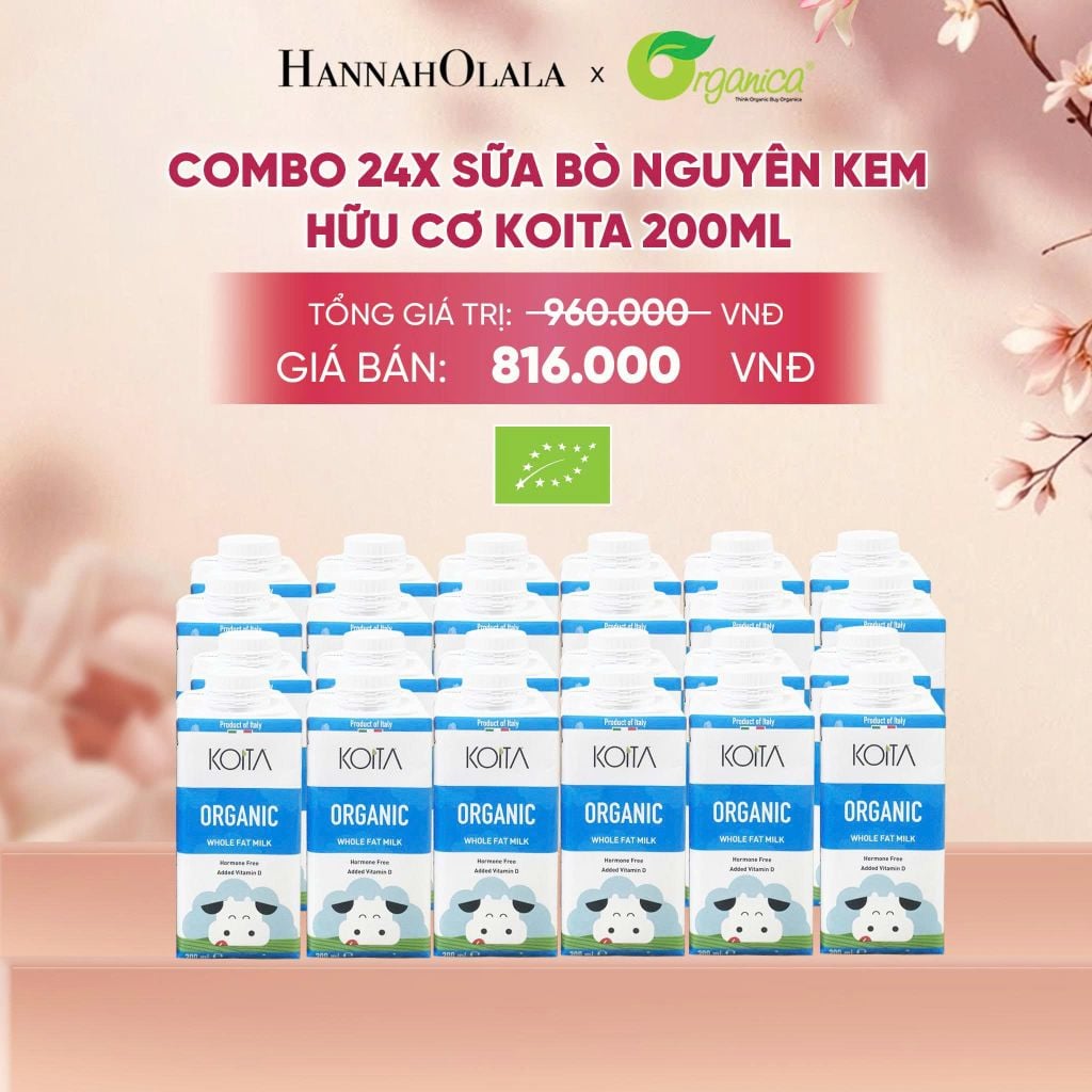  COMBO 24 X SỮA BÒ NGUYÊN KEM HỮU CƠ KOITA 200ML - A51 