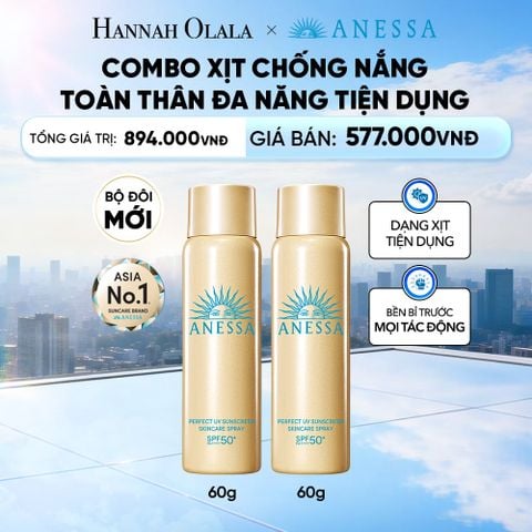  COMBO XỊT CHỐNG NẮNG DƯỠNG DA ĐA NĂNG TIỆN DỤNG BẢO VỆ HOÀN HẢO ANESSA GOLD SPRAY SPF50+ PA++++ 60GX2 - DEAL 8 