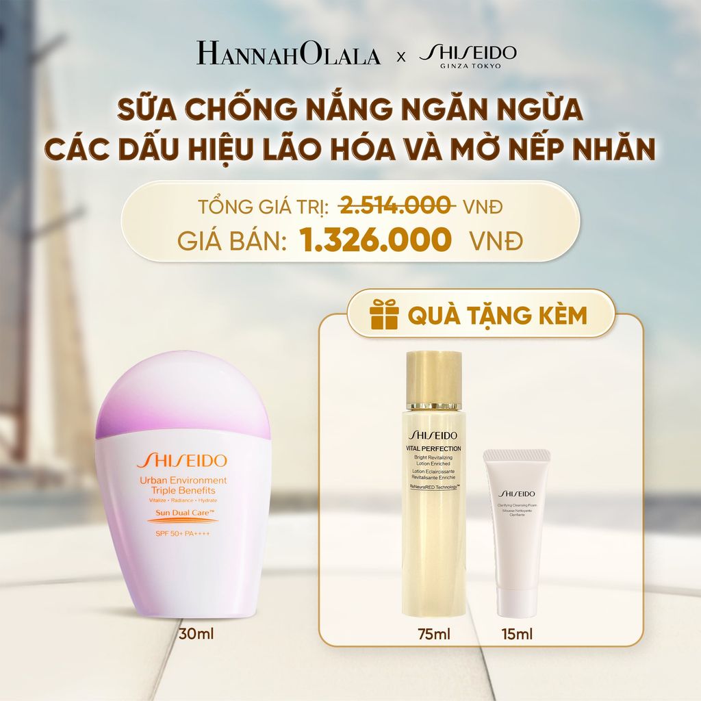  SỮA CHỐNG NẮNG DƯỠNG DA SHISEIDO GSC URBAN ENVIRONMENT TRIPLE BEAUTY SUNCARE EMULSION SPF50+ PA++++ 30ML - DEAL 4 