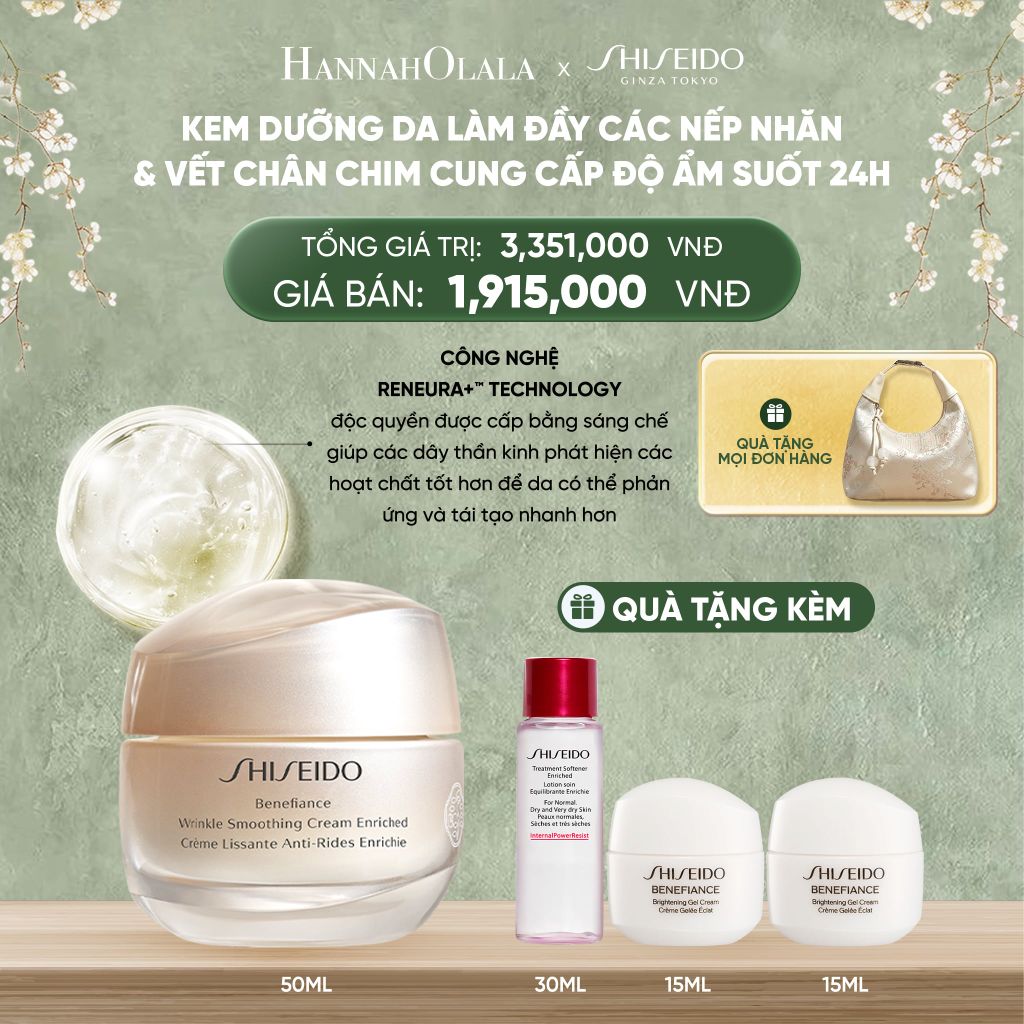  DEAL 8: KEM DƯỠNG DA CHỐNG LÃO HÓA GIÀU ẨM SHISEIDO BENEFIANCE WRINKLE SMOOTHING CREAM ENRICHED 50ML 