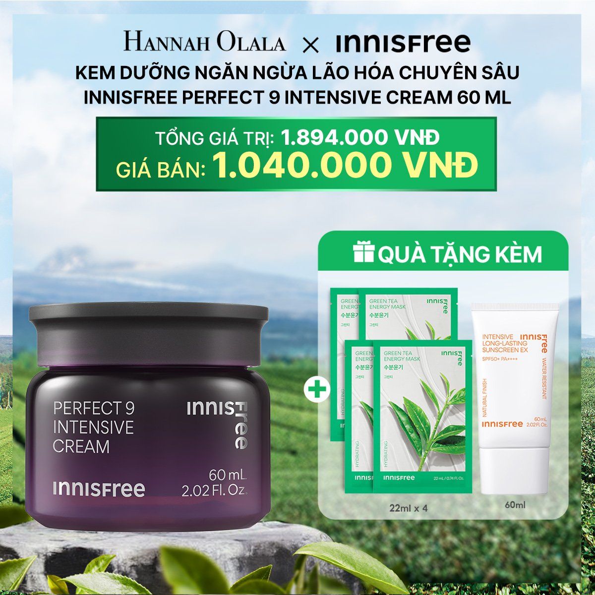  DEAL 8: KEM DƯỠNG NGĂN NGỪA LÃO HÓA CHUYÊN SÂU INNISFREE PERFECT 9 INTENSIVE CREAM 60ML 