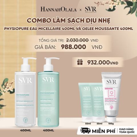  COMBO LÀM SẠCH DỊU NHẸ NƯỚC TẨY TRANG PHYSIOPURE EAU MICELLAIRE 400ML VÀ GEL RỬA MẶT GELEE MOUSSANTE 400ML - DEAL 8 - A2021 