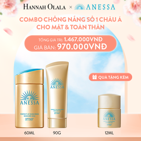  A39_DEAL 8: COMBO SỮA CHỐNG NẮNG & GEL CHỐNG NẮNG BẢO VỆ HOÀN HẢO CHO MẶT - TOÀN THÂN ANESSA GOLD MILK 60ML + GOLD GEL 90G 