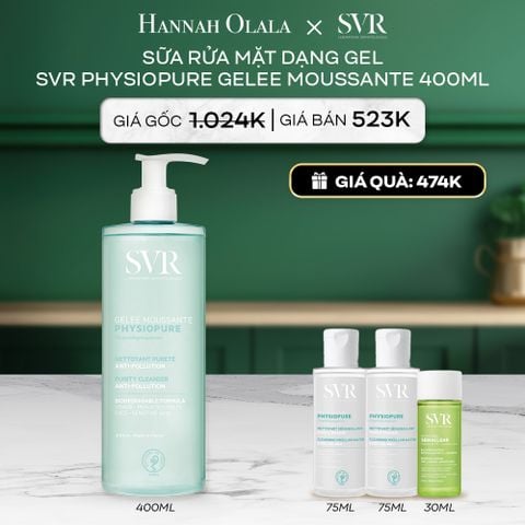  A102_DEAL 08: SỮA RỬA MẶT DẠNG GEL CHO DA NHẠY CẢM SVR PHYSIOPURE GELEE MOUSSANTE 400ML 