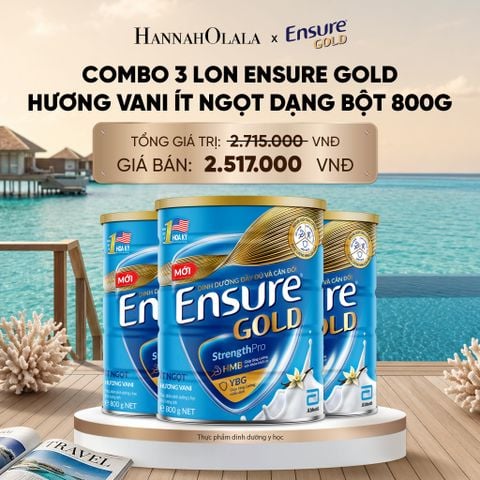  COMBO 3 LON ENSURE GOLD HƯƠNG VANI ÍT NGỌT DẠNG BỘT 800G DEAL :_ D2057 