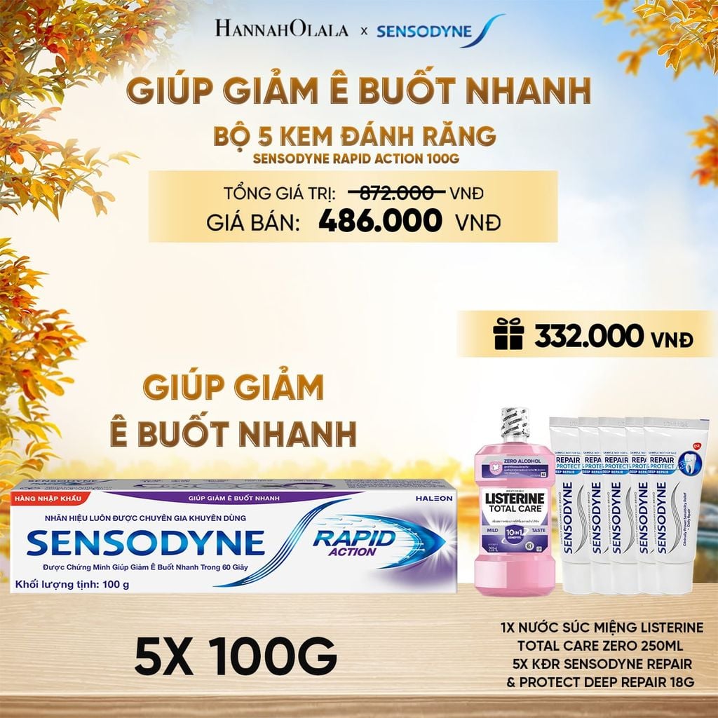  BỘ 5 KEM ĐÁNH RĂNG SENSODYNE RAPID ACTION 100G GIÚP GIẢM Ê BUỐT NHANH - E1872 