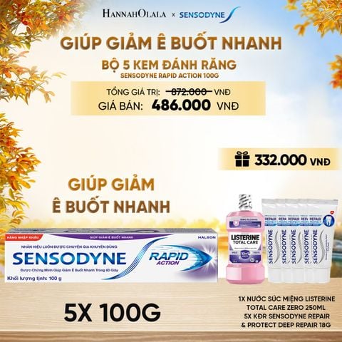  BỘ 5 KEM ĐÁNH RĂNG SENSODYNE RAPID ACTION 100G GIÚP GIẢM Ê BUỐT NHANH - E1872 
