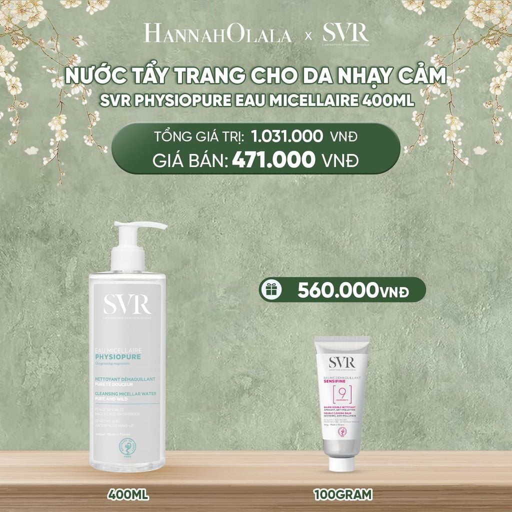  DEAL 08: NƯỚC TẨY TRANG CHO DA NHẠY CẢM SVR PHYSIOPURE EAU MICELLAIRE 400ML 