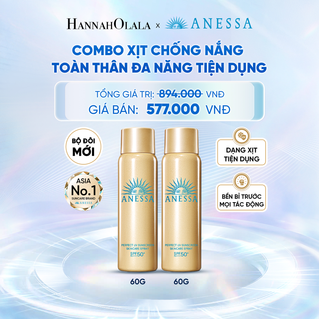  COMBO XỊT CHỐNG NẮNG DƯỠNG DA ĐA NĂNG TIỆN DỤNG BẢO VỆ HOÀN HẢO ANESSA GOLD SPRAY SPF50+ PA++++ 60GX2 - DEAL 8 - C36 