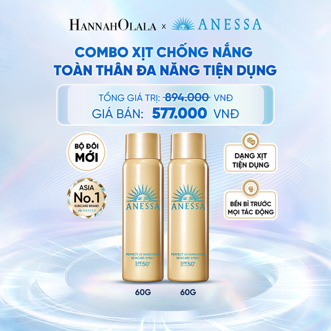  COMBO XỊT CHỐNG NẮNG DƯỠNG DA ĐA NĂNG TIỆN DỤNG BẢO VỆ HOÀN HẢO ANESSA GOLD SPRAY SPF50+ PA++++ 60GX2 - DEAL 8 - C36 