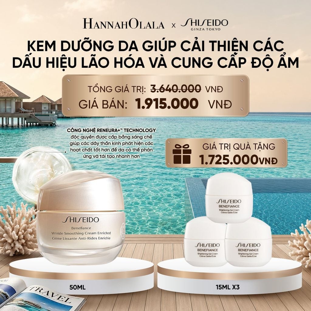  KEM DƯỠNG DA CHỐNG LÃO HÓA GIÀU ẨM SHISEIDO BENEFIANCE WRINKLE SMOOTHING CREAM ENRICHED 50ML - DEAL 8 