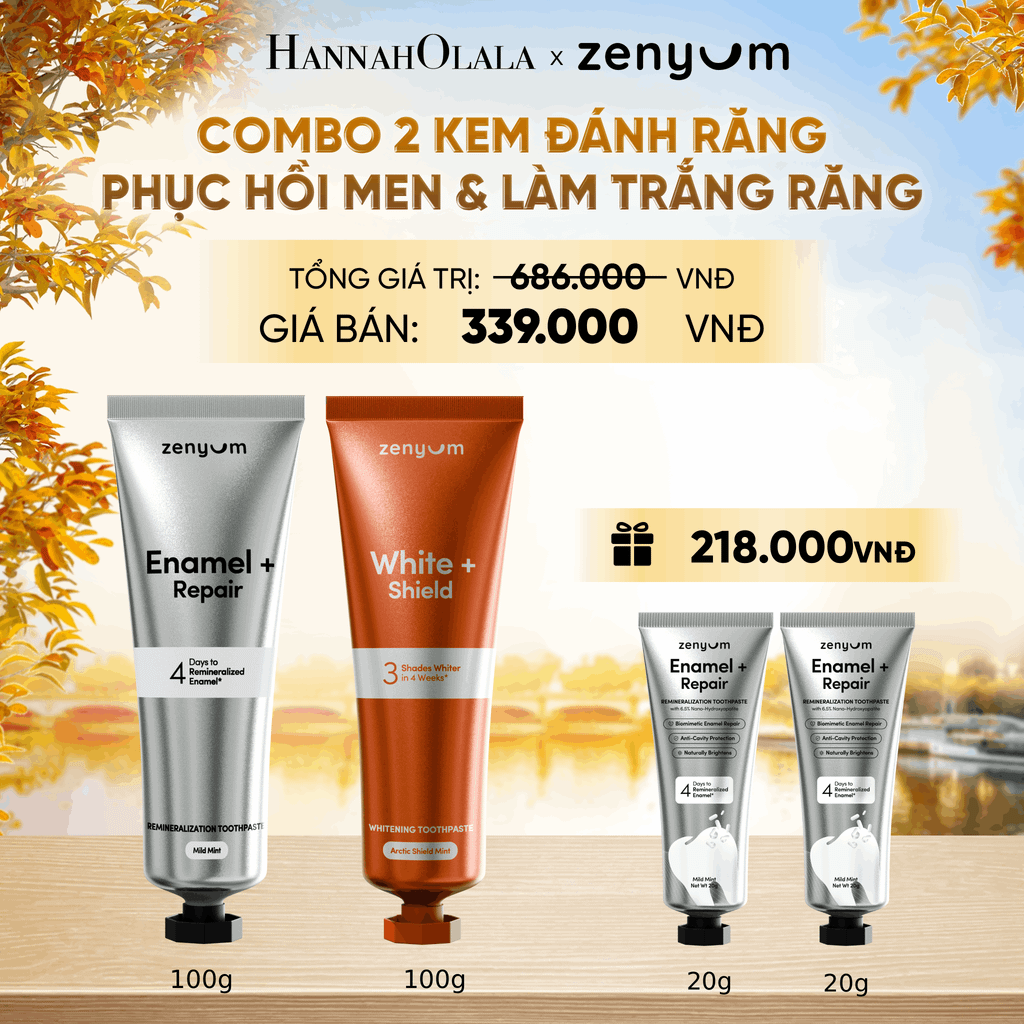  COMBO 2 KEM ĐÁNH RĂNG ZENYUM PHỤC HỒI MEN / GIẢM Ê BUỐT / LÀM TRẮNG 100G - E1584 
