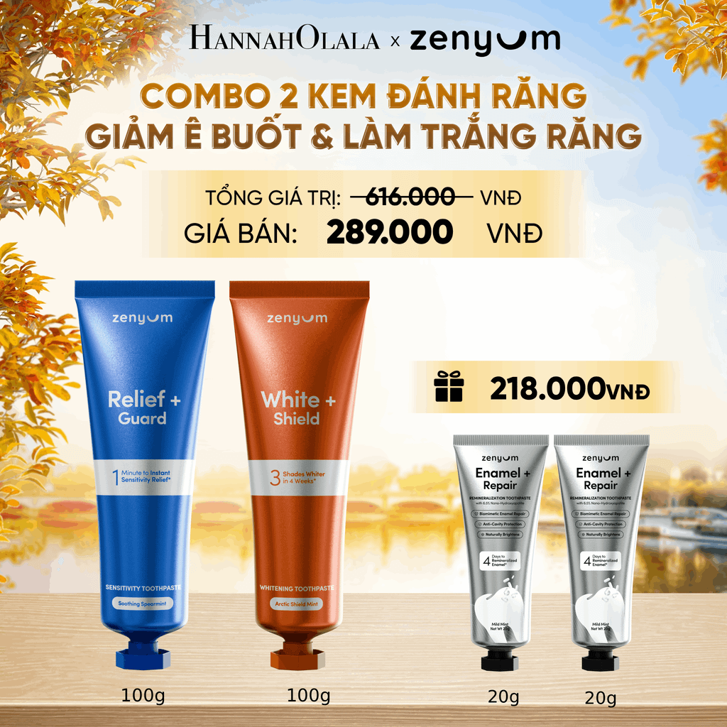  COMBO 2 KEM ĐÁNH RĂNG ZENYUM PHỤC HỒI MEN / GIẢM Ê BUỐT / LÀM TRẮNG 100G - E1584 