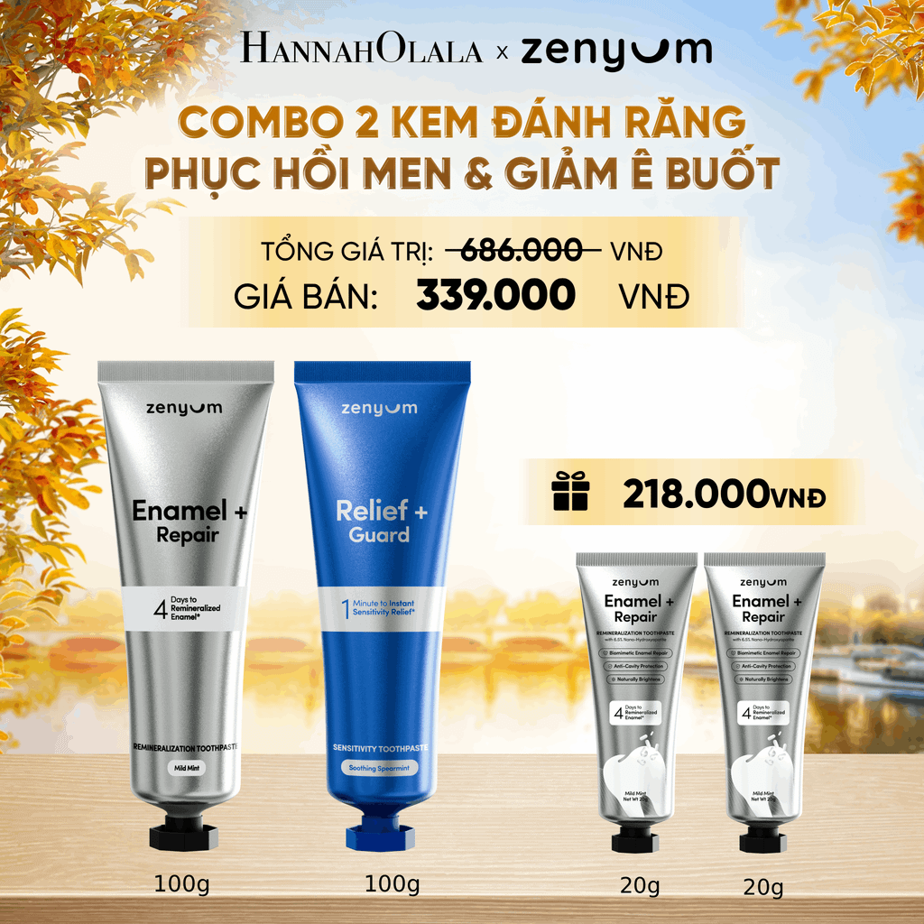  COMBO 2 KEM ĐÁNH RĂNG ZENYUM PHỤC HỒI MEN / GIẢM Ê BUỐT / LÀM TRẮNG 100G - E1584 