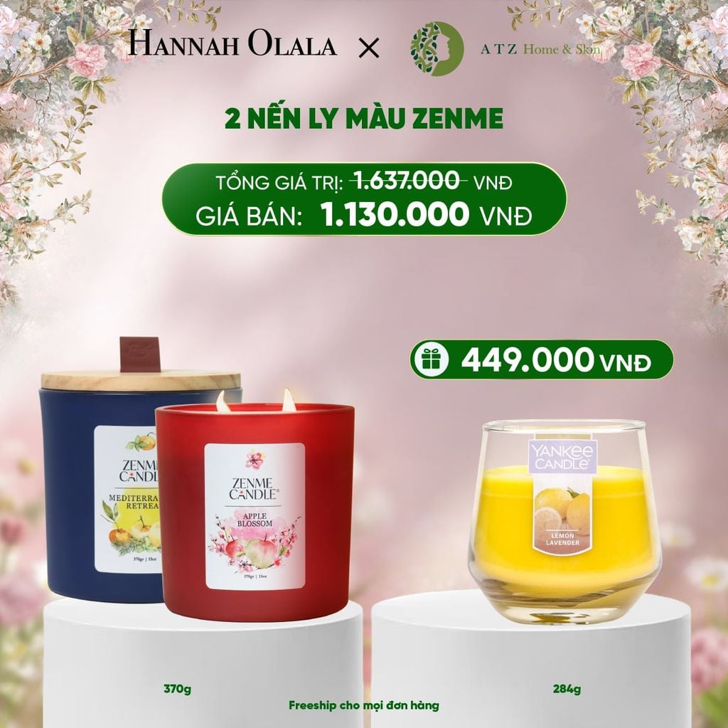  E86_DEAL 9: MUA 2 NẾN LY MÀU ZENME CANDLE 370G 