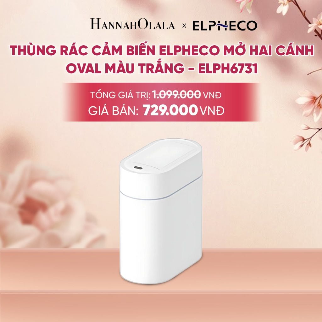  THÙNG RÁC CẢM BIẾN ELPHECO MỞ HAI CÁNH OVAL - DEAL 10 - A1439 