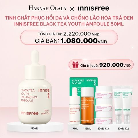  E145_DEAL 10: TINH CHẤT PHỤC HỒI DA VÀ CHỐNG LÃO HÓA TRÀ ĐEN INNISFREE BLACK TEA YOUTH AMPOULE 50 ML 