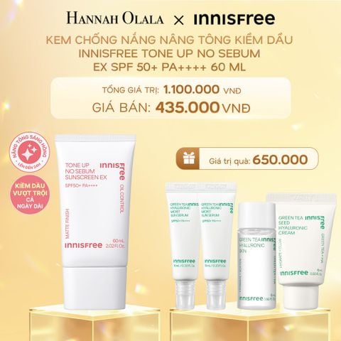  DEAL 9: KEM CHỐNG NẮNG NÂNG TÔNG KIỀM DẦU INNISFREE TONE UP NO SEBUM EX SPF 50+ PA++++ 60 ML 