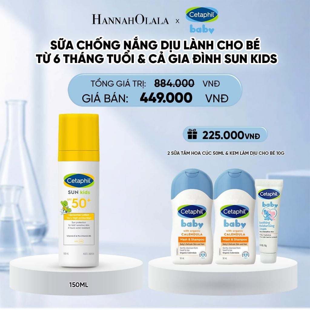  SỮA CHỐNG NẮNG DỊU LÀNH CHO LÀN DA NHẠY CẢM CỦA BÉ CETAPHIL BABY SUN KIDS 150ML DEAL 9: 