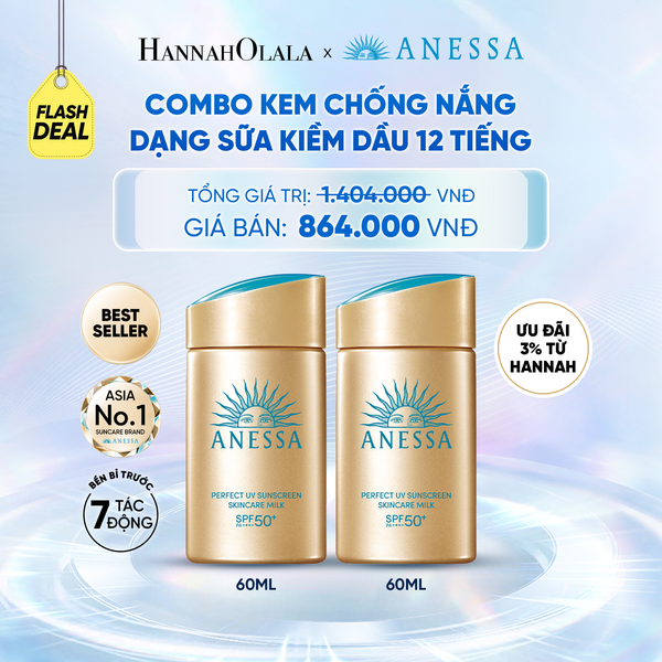  [FLASHSALE] COMBO SỮA CHỐNG NẮNG DƯỠNG DA KIỀM DẦU BẢO VỆ HOÀN HẢO ANESSA GOLD MILK SPF50+ PA++++ 60MLX2 - DEAL 9 - C37 