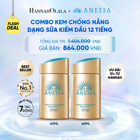  [FLASHSALE] COMBO SỮA CHỐNG NẮNG DƯỠNG DA KIỀM DẦU BẢO VỆ HOÀN HẢO ANESSA GOLD MILK SPF50+ PA++++ 60MLX2 - DEAL 9 - C37 