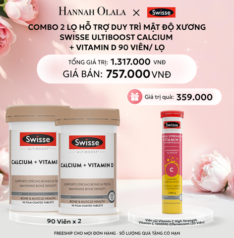  E831: DEAL 9: COMBO 2 LỌ HỖ TRỢ DUY TRÌ MẬT ĐỘ XƯƠNG SWISSE ULTIBOOST CALCIUM + VITAMIN D 90 VIÊN/ LỌ 