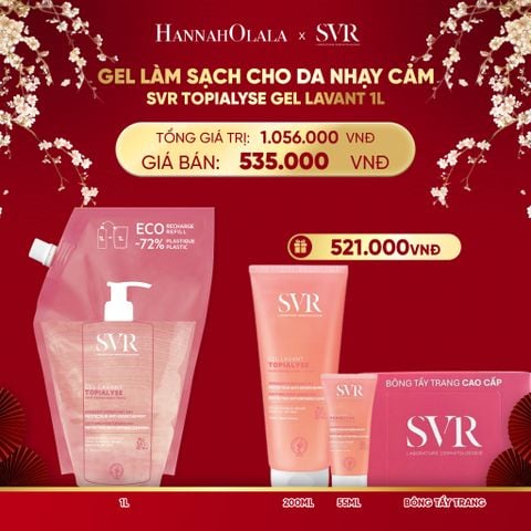  A1199_DEAL 09: GEL LÀM SẠCH CHO DA NHẠY CẢM, DA KHÔ VÀ VIÊM DA CƠ ĐỊA SVR TOPIALYSE GEL LAVANT DẠNG TÚI 1L 