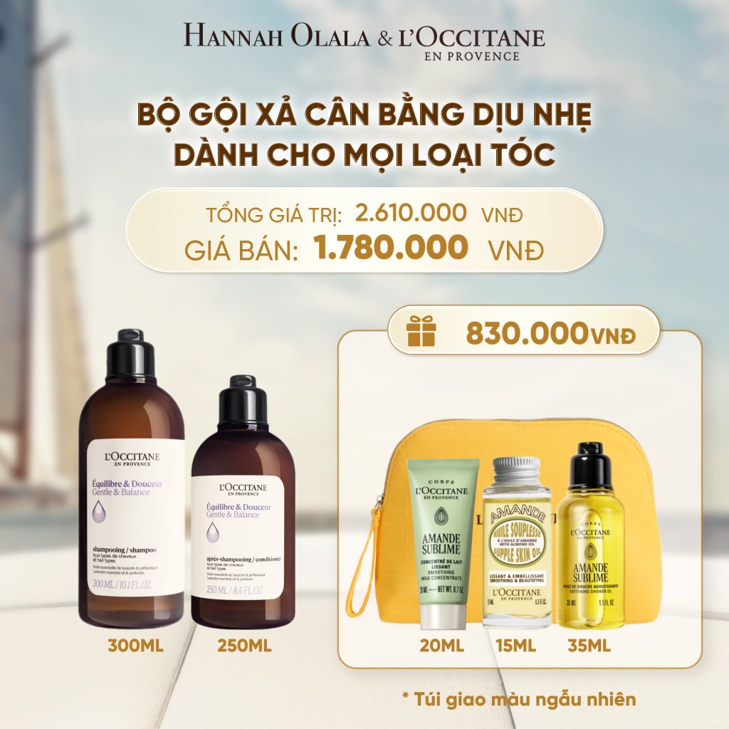  SET GỘI XẢ LOCCITANE CÂN BẰNG DỊU NHẸ CHO MỌI LOẠI DA ĐẦU - A1830 