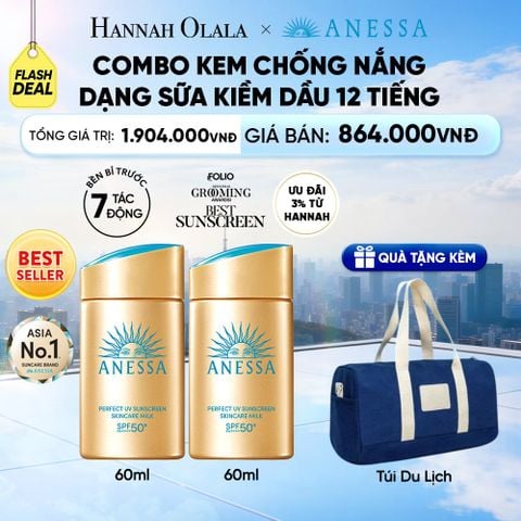  [FLASHSALE] COMBO SỮA CHỐNG NẮNG DƯỠNG DA KIỀM DẦU BẢO VỆ HOÀN HẢO ANESSA GOLD MILK SPF50+ PA++++ 60MLX2 - DEAL 9 