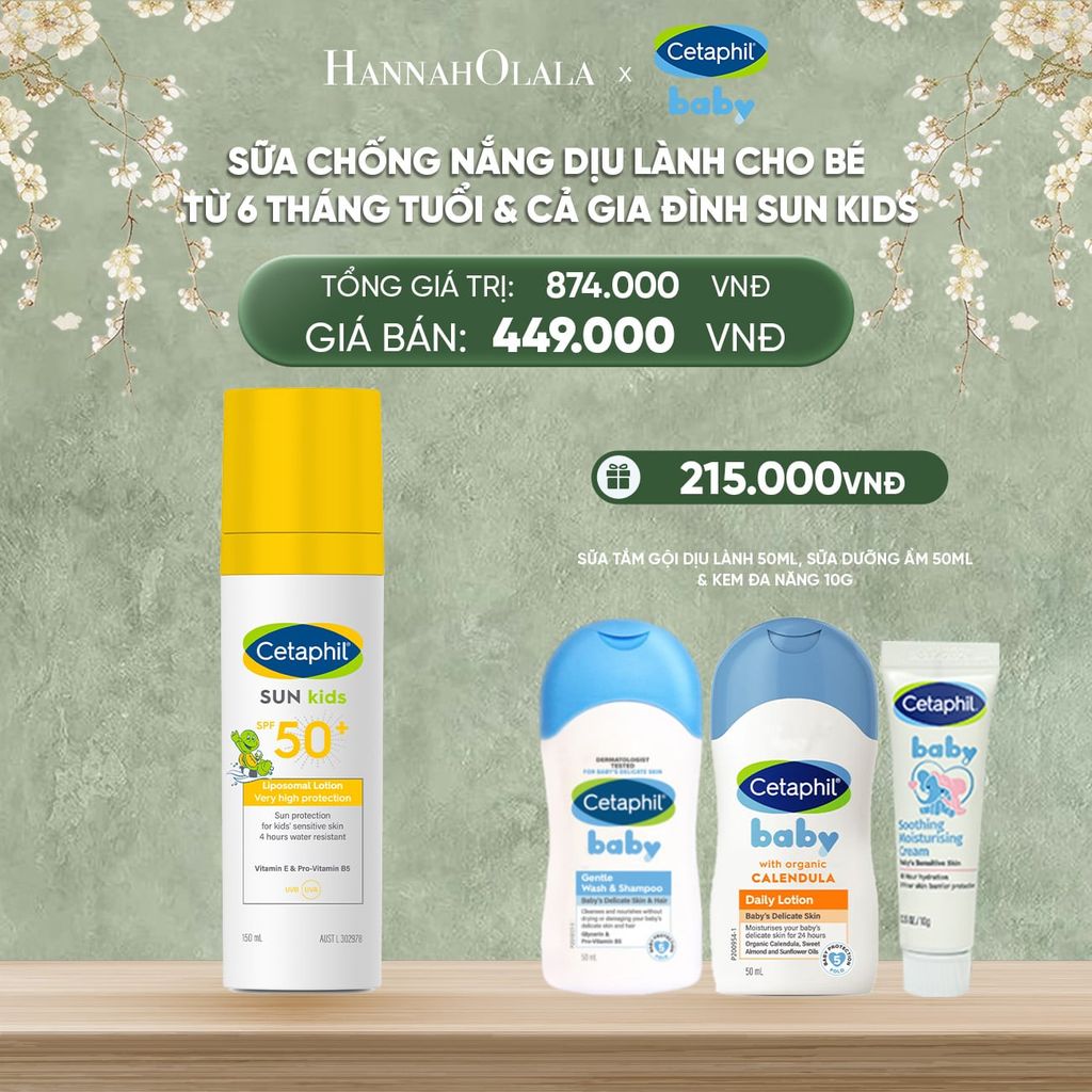  DEAL 9: SỮA CHỐNG NẮNG DỊU LÀNH CHO LÀN DA NHẠY CẢM CỦA BÉ CETAPHIL BABY SUN KIDS 150ML 