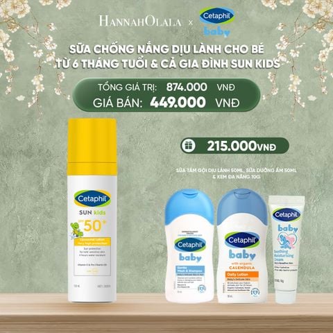  DEAL 9: SỮA CHỐNG NẮNG DỊU LÀNH CHO LÀN DA NHẠY CẢM CỦA BÉ CETAPHIL BABY SUN KIDS 150ML 