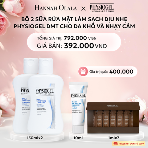  E863: DEAL 9: BỘ 2 SỮA RỬA MẶT LÀM SẠCH DỊU NHẸ PHYSIOGEL DAILY MOISTURE THERAPY DERMO DÀNH CHO DA KHÔ VÀ DA NHẠY CẢM 150ML 