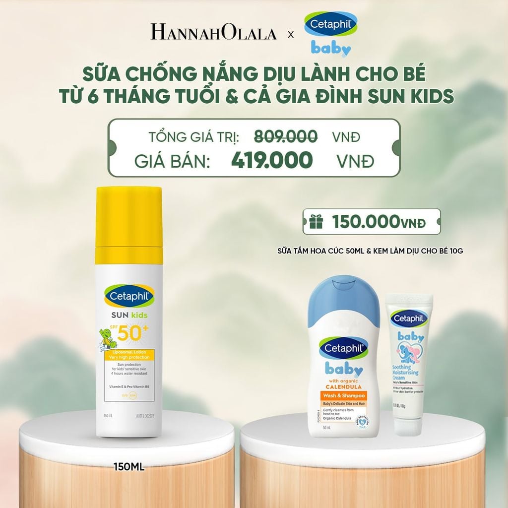  SỮA CHỐNG NẮNG DỊU LÀNH CHO LÀN DA NHẠY CẢM CỦA BÉ CETAPHIL BABY SUN KIDS 150ML DEAL 9: - A1290 
