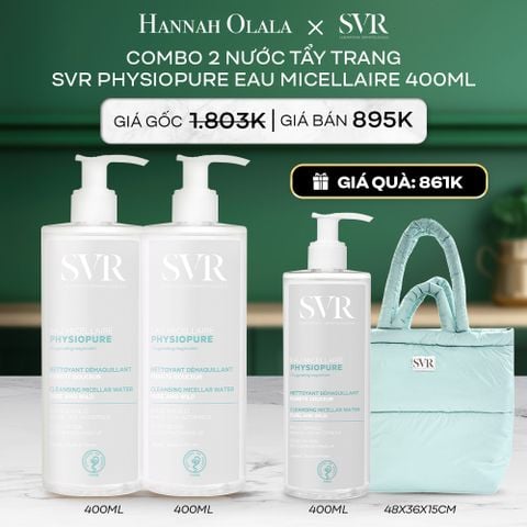  A103_DEAL 09: COMBO 2 NƯỚC TẨY TRANG CHO DA NHẠY CẢM SVR PHYSIOPURE EAU MICELLAIRE 400ML 