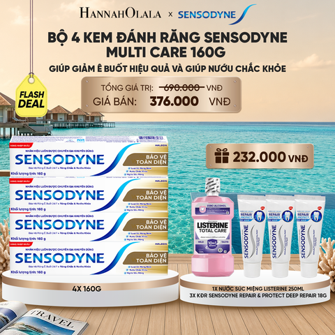  BỘ 4 KEM ĐÁNH RĂNG SENSODYNE MULTI CARE 160G GIÚP GIẢM Ê BUỐT HIỆU QUẢ VÀ GIÚP NƯỚU CHẮC KHỎE - FLASH DEAL 