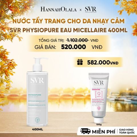  NƯỚC TẨY TRANG CHO DA NHẠY CẢM SVR PHYSIOPURE EAU MICELLAIRE 400ML - DEAL 9 - E697 