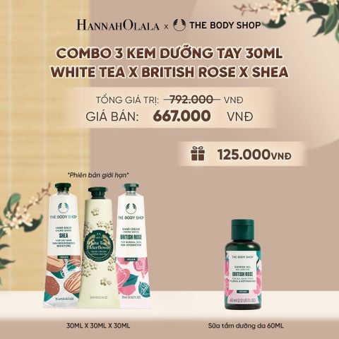  COMBO 3 KEM DƯỠNG TAY MỀM MỊN ẨM MƯỢT 30ML - WHITE TEA & ELDERFLOWER X SHEA X BRITISH ROSE - A2307 