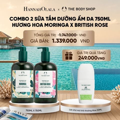  COMBO 2 SỮA TẮM THIÊN NHIÊN DƯỠNG ẨM NGÁT HƯƠNG 750ML - MORINGA X BRITISH ROSE_ D541 