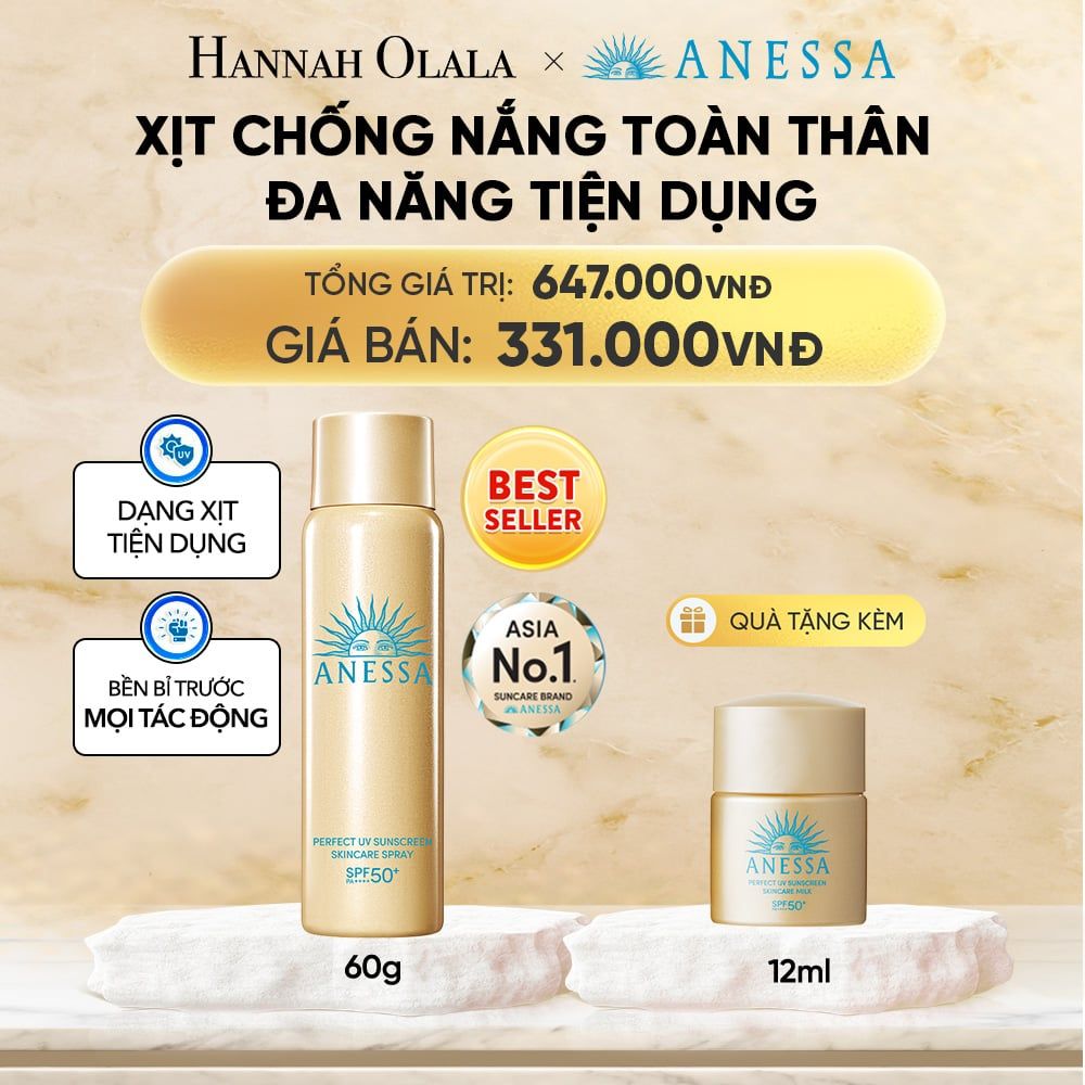  XỊT CHỐNG NẮNG DƯỠNG DA ĐA NĂNG TIỆN DỤNG BẢO VỆ HOÀN HẢO ANESSA GOLD SPRAY SPF50+ PA++++ 60G - DEAL 9 