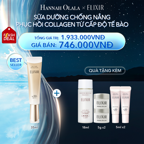  A54_[FLASH DEAL] DEAL 9: SỮA CHỐNG NẮNG PHỤC HỒI COLLAGEN TỪ CẤP ĐỘ TẾ BÀO ELIXIR DAY CARE REVOLUTION SPF50+ 35ML 
