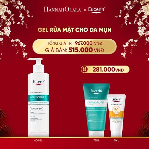  DEAL 09: GEL RỬA MẶT CHO DA MỤN EUCERIN DERMOPURE CLINICAL CORRECTING GEL TO FOAM 400ML 