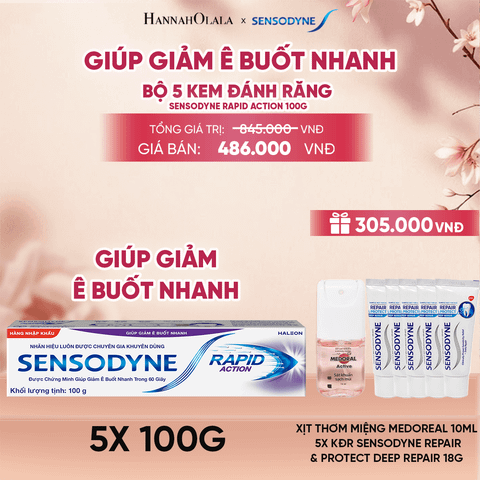  BỘ 5 KEM ĐÁNH RĂNG SENSODYNE RAPID ACTION 100G GIÚP GIẢM Ê BUỐT NHANH - A522 