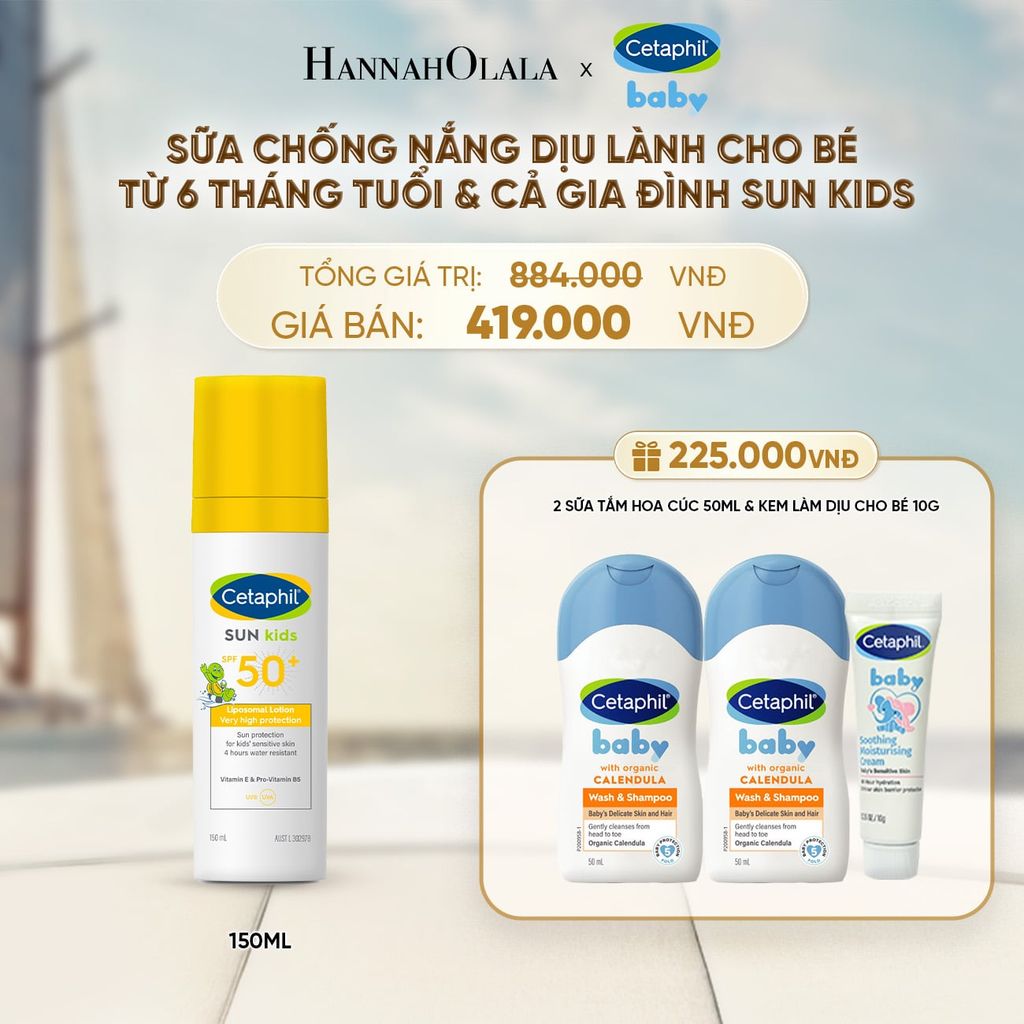  SỮA CHỐNG NẮNG DỊU LÀNH CHO LÀN DA NHẠY CẢM CỦA BÉ CETAPHIL BABY SUN KIDS 150ML DEAL 9: 