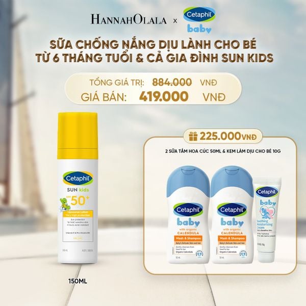  SỮA CHỐNG NẮNG DỊU LÀNH CHO LÀN DA NHẠY CẢM CỦA BÉ CETAPHIL BABY SUN KIDS 150ML DEAL 9: - D157 